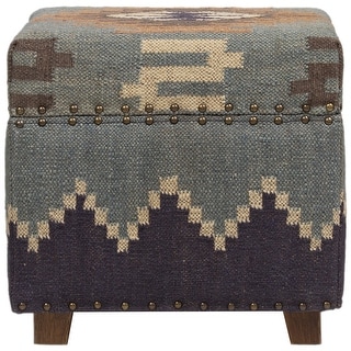 HERAT ORIENTAL Handmade Kilim Upholstered Wooden Storage Stool