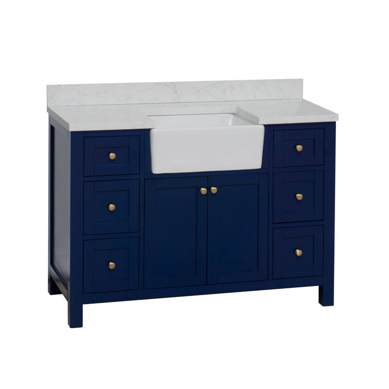 KitchenBathCollection Yorkshire 48" Farmhouse Bathroom Vanity with Engineered Marble Top
