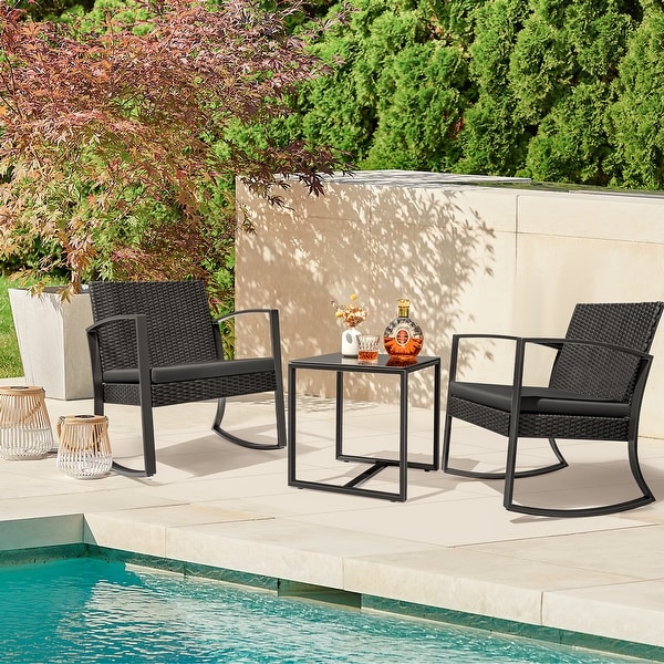 Homall Patio Furniture Set Outdoor Rocking Chair with Cushion Set of 3 Bed Bath Beyond 37504821