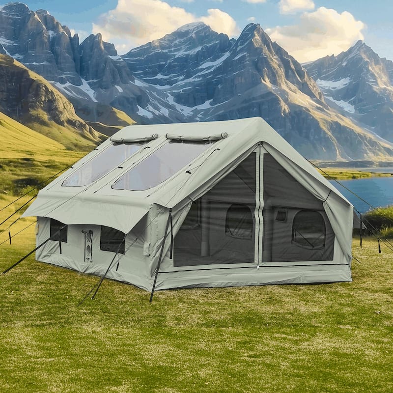 EROMMY Inflatable Tent with Chimney Opening, 8-10 Person Air Glamping Tent