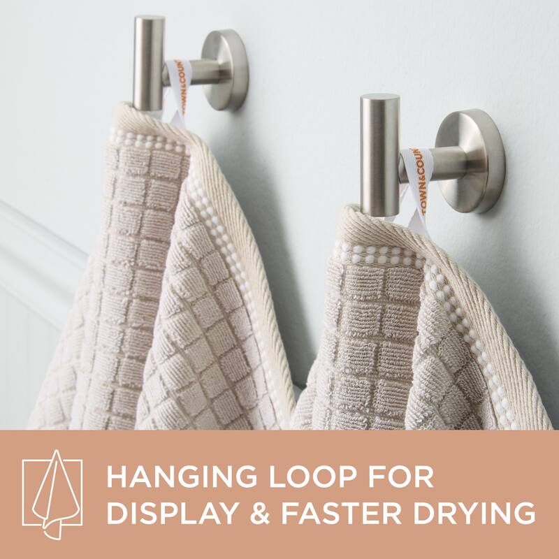 TOWN & COUNTRY EVERYDAY 4-Piece Textured Windowpane Washcloth Set, 13x13-Inch, 100% Cotton - 13"x13"