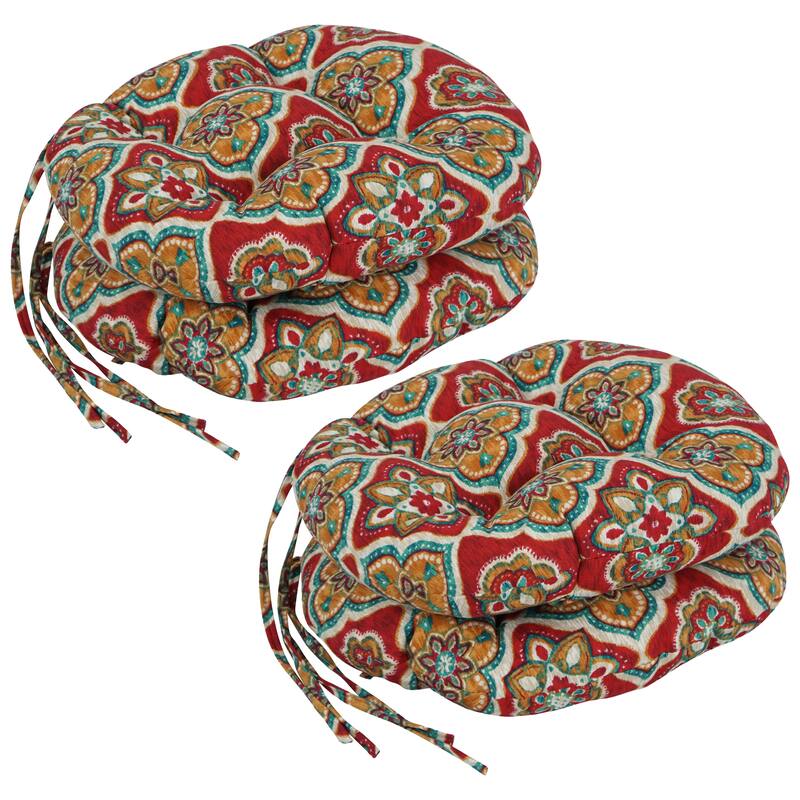 16-inch Round Tufted Indoor/Outdoor Chair Cushions (Set of 4) - 16" - Adonis Jewel