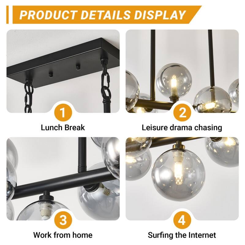 Mid Century Modern Chandelier Sputnik Liner Pendant Light Fixture