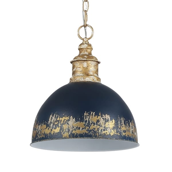 slide 2 of 4, Golden Lighting Alison 1-light Pendant in Vintage Gold and Antique Matte Navy shade - Medium Pendant