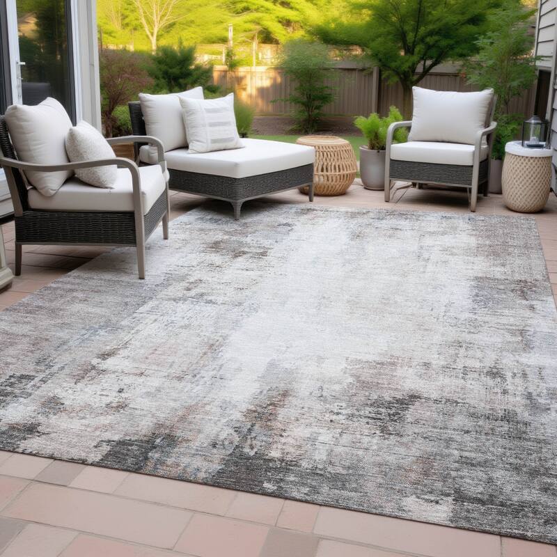 Machine Washable Indoor/Outdoor Abstract Solid Chantille Rug
