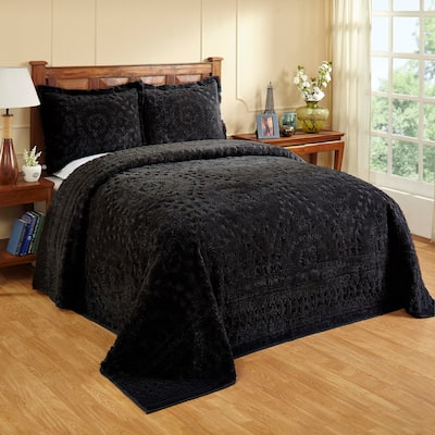 Better Trends Chenille Bedspread Set 100% Cotton Lightweight Soft Floral Bedding Design Tufted Coverlet Washable Rio Collection