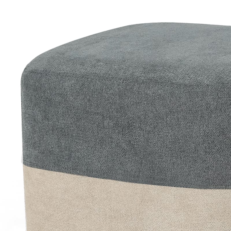 Adeco Square Fabric Ottoman Two-Color Stitching Footrest Stool