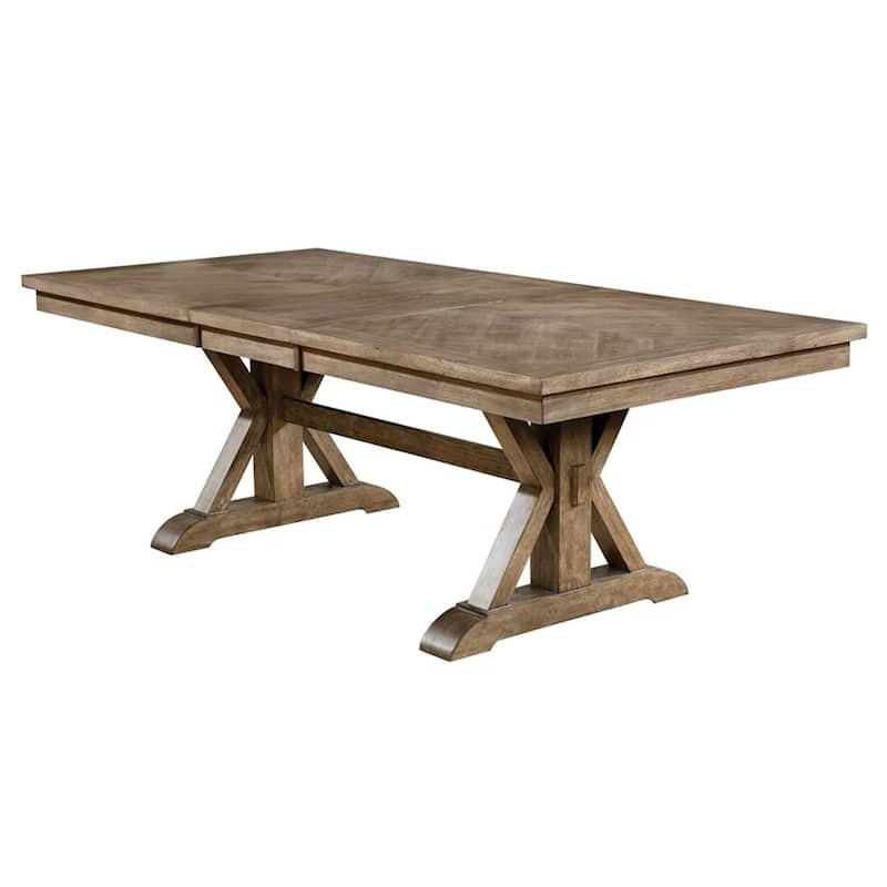 Juli 9pc Dining Table Set with Expandable Leaf, 8 Beige Fabric Chairs