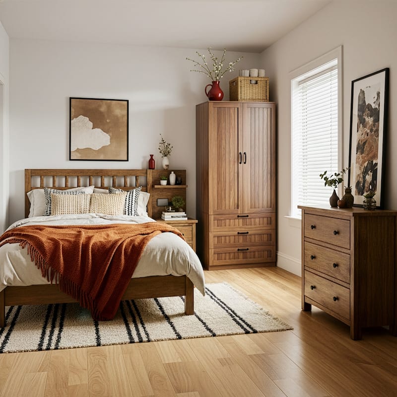 2 Doors Armoire Wardrobe Closet with Drawers