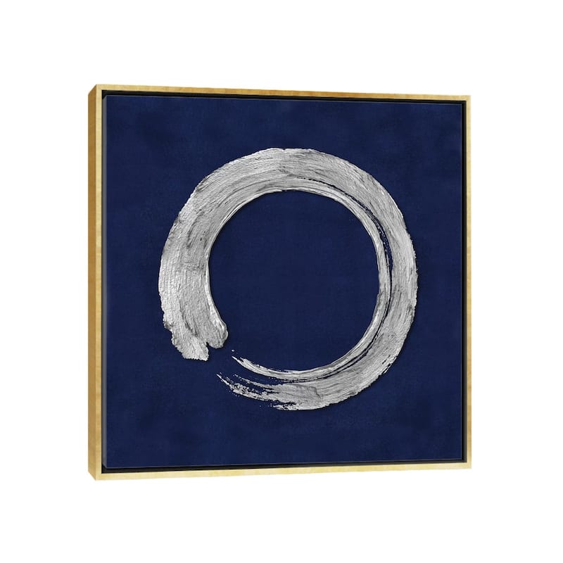 iCanvas "Silver Zen Circle On Blue I" by Ellie Roberts Framed Canvas Print - Gold - 26x26