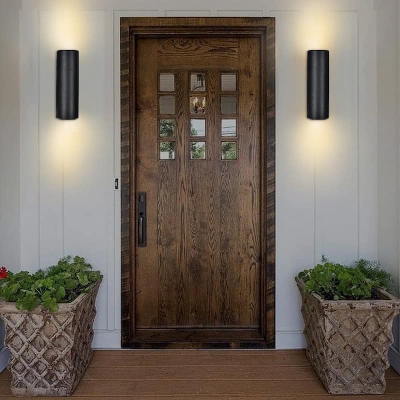 2 - Light Modern Industrial Matte Black Outdoor Wall Sconce