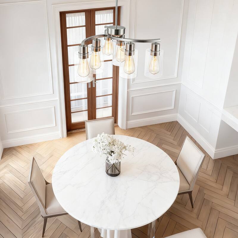 Modern Farmhouse 6-Light Chandeliers for Dining Room Light Fixture over Table with Clear Glass Shade