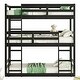 preview thumbnail 8 of 16, Rubber Wood Detachable Triple Twin Bunk Bed with Two Built-in Ladders,Guardrails,Kids and Baby