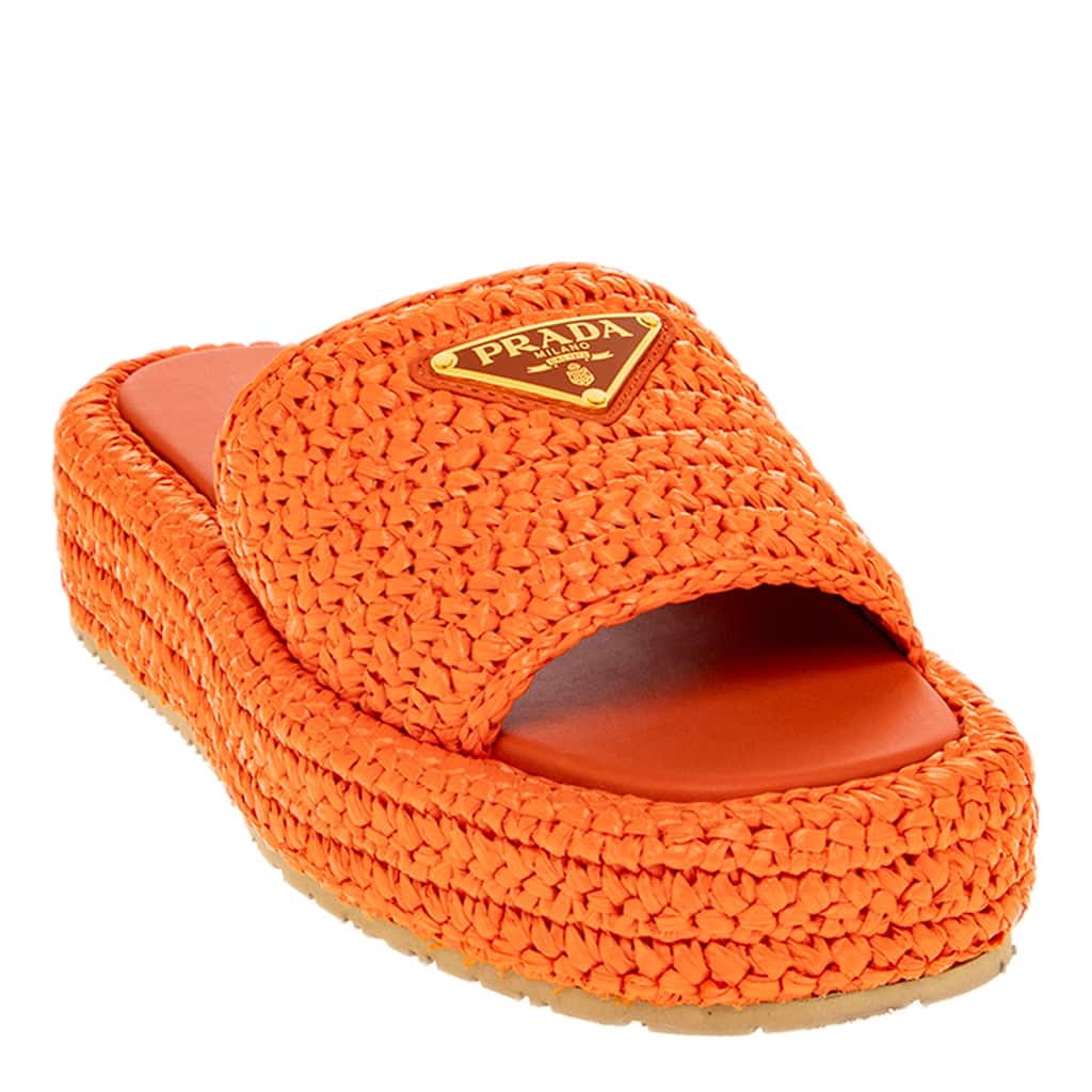 Prada Crochet Platform Slide Sandals
