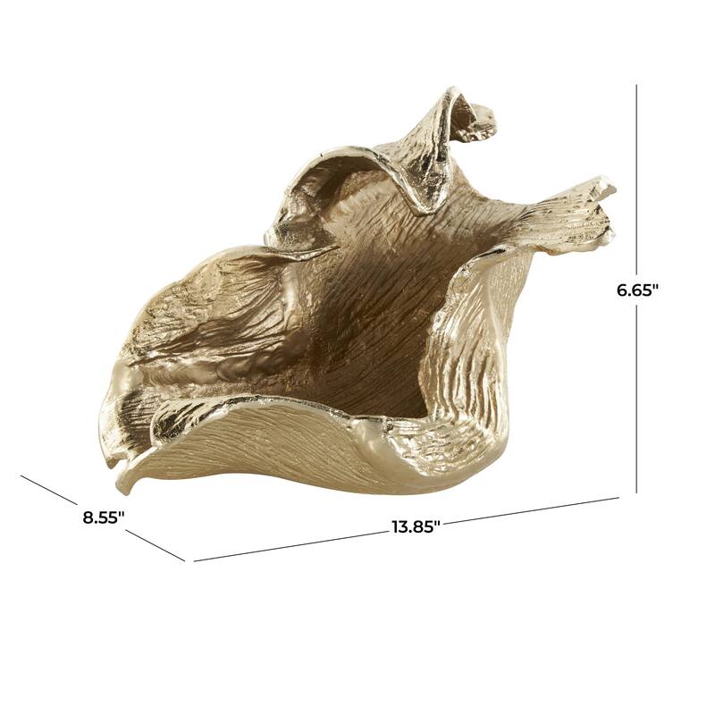 Aluminum Metal Leaf Textured Folded Leaf Decorative Bowl - Gold - Roche River Decor