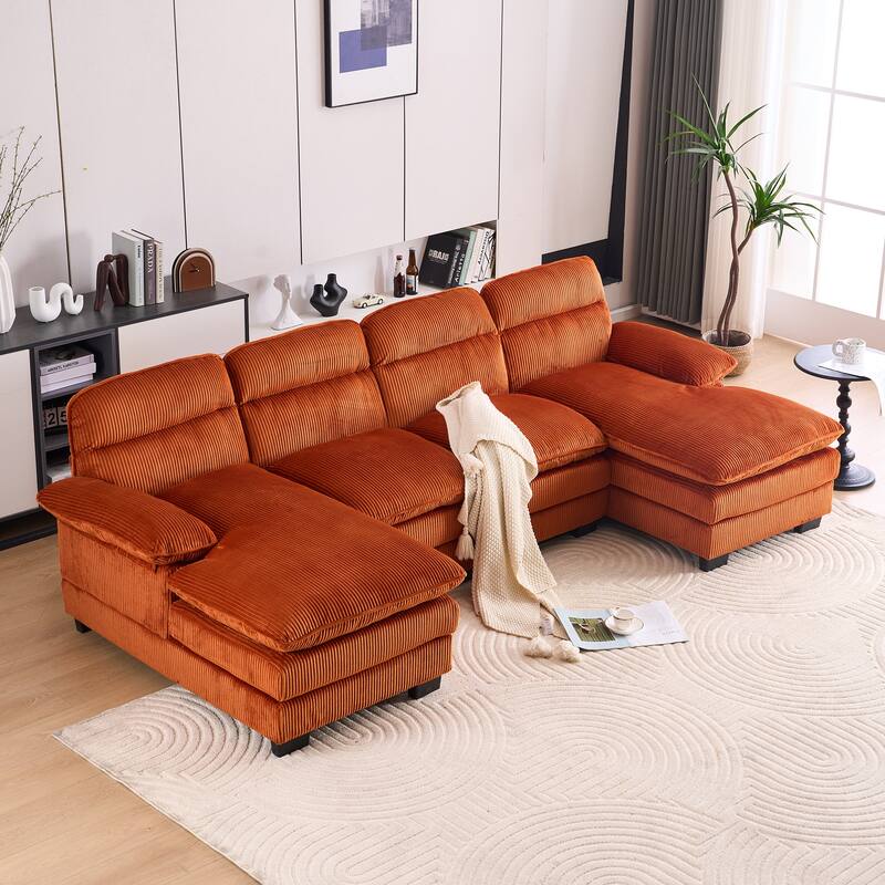 111.8" U-shaped profile sofa, including two single seats and two chaise