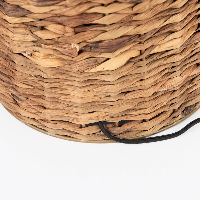 Campanile Brown Wicker w/White Shade Table Lamp