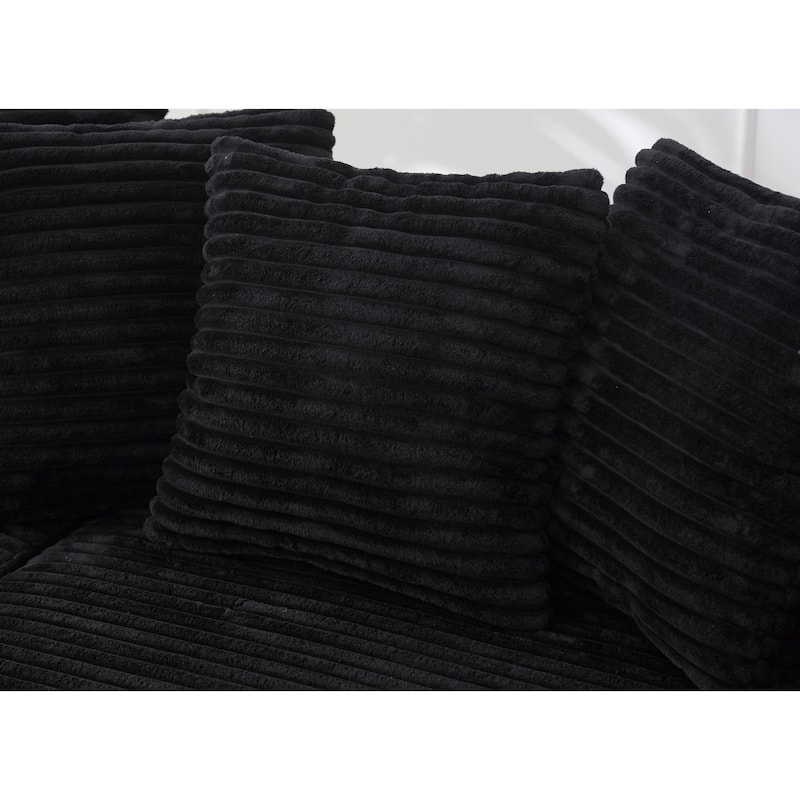 111" Corduroy L-Shaped Sectional Sofa (Left Chaise, 8 Pillows)