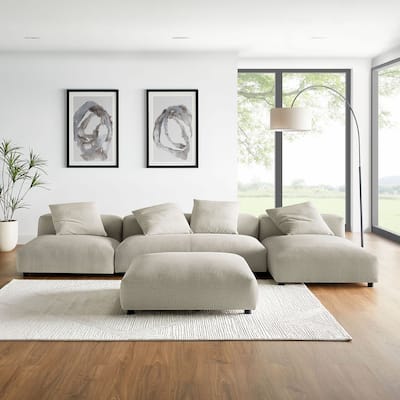 Solace 4-Piece Modular Upholstered Fabric Sectional Sofa
