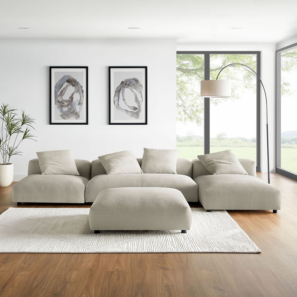 Solace 4-Piece Modular Upholstered Fabric Sectional Sofa