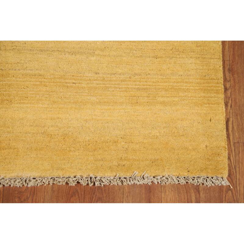 Yellow Gabbeh Oriental Runner Rug Hand-Knotted Wool Carpet - 3'4"x 6'8"