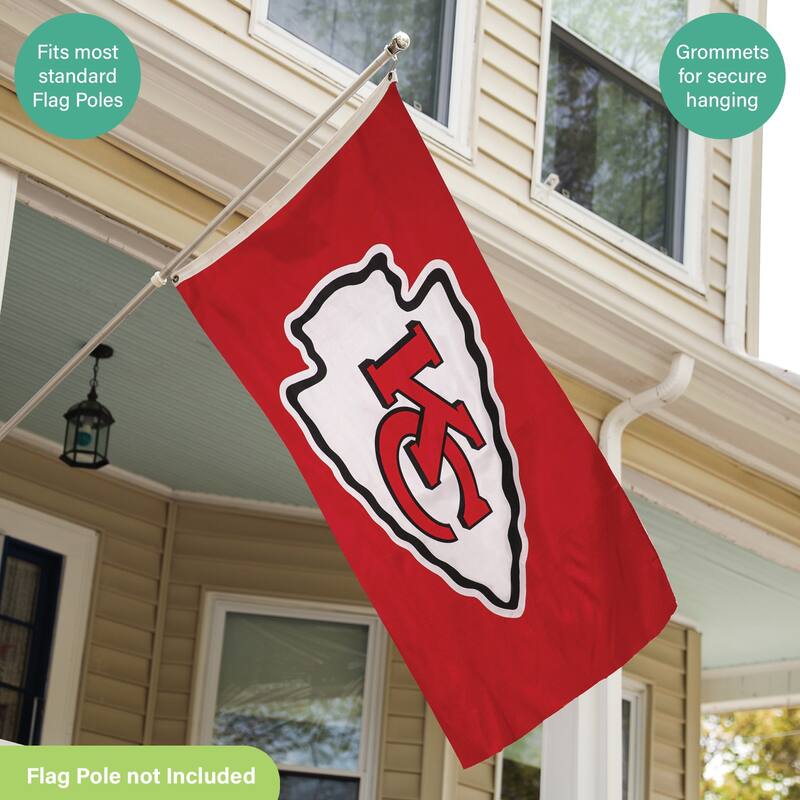 Kansas City Chiefs Single Sided Flag w/ 2 Grommets, 3'x5'