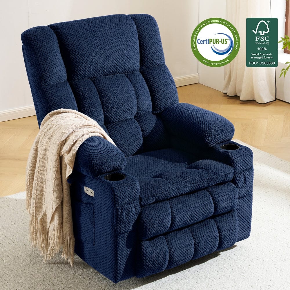 MCombo Dual Motor Power Lift Recliner Chair Sofa with Massage and Heat, Infinite Position, USB Ports, Fabric R7897