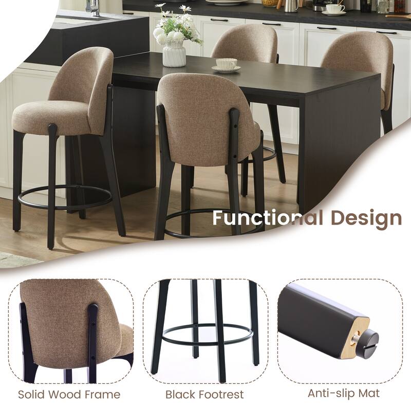 set of 4 Upholstered Counter Height Bar Stools