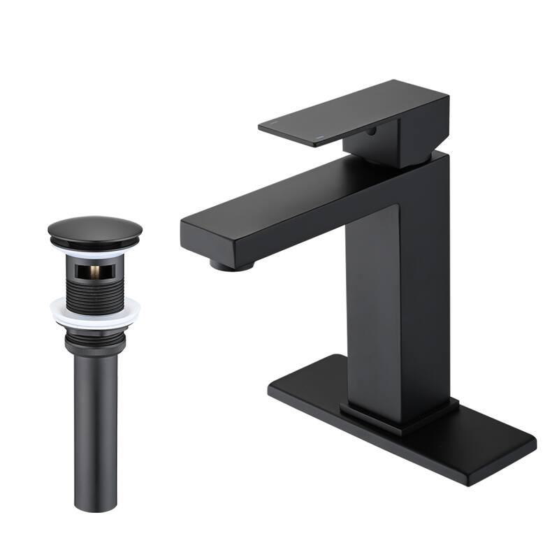 PROOX Single Bathroom Sink Faucet with Drain Assembly - Matte Black