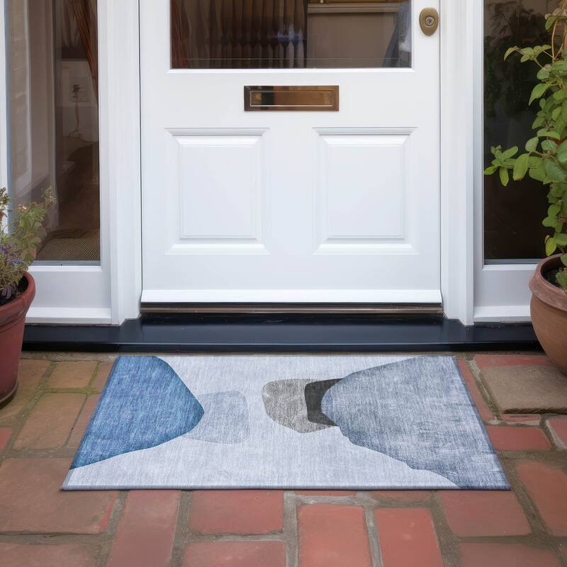 Machine Washable Indoor/ Outdoor Modern Abstract Chantille Rug