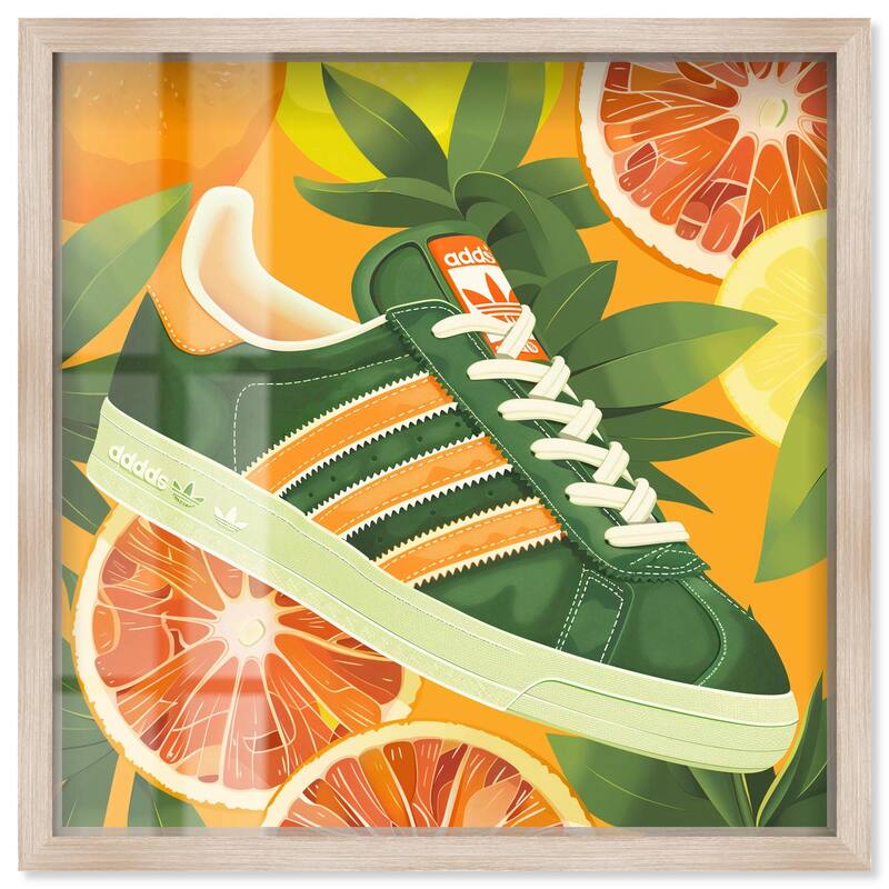 Citrus Sneaker Shadowbox by Art Remedy - Natural - 24" x 24"