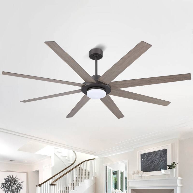 60 in. Indoor 8 Wood Blades Ceiling Fan with LED light and remote