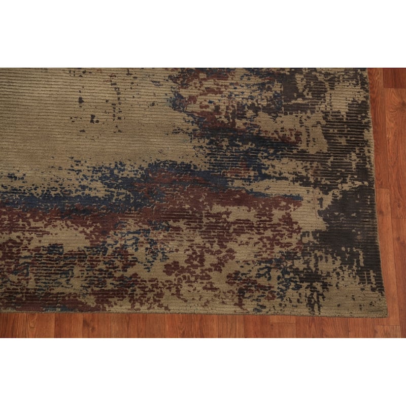 Handmande Abstract Indian Area Rug Handmade Wool Carpet - 7'10"x 9'10"