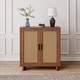 preview thumbnail 14 of 26, Wood Accent Cabinet Sideboard Buffet with Rattan Doors