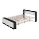 preview thumbnail 9 of 10, Full Platform Bed with Trundle & USB Charging, Storage Headboard and Footboard, White+Green