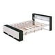 preview thumbnail 22 of 23, Full Platform Bed with Trundle & USB Charging, Storage Headboard and Footboard, White+Natural