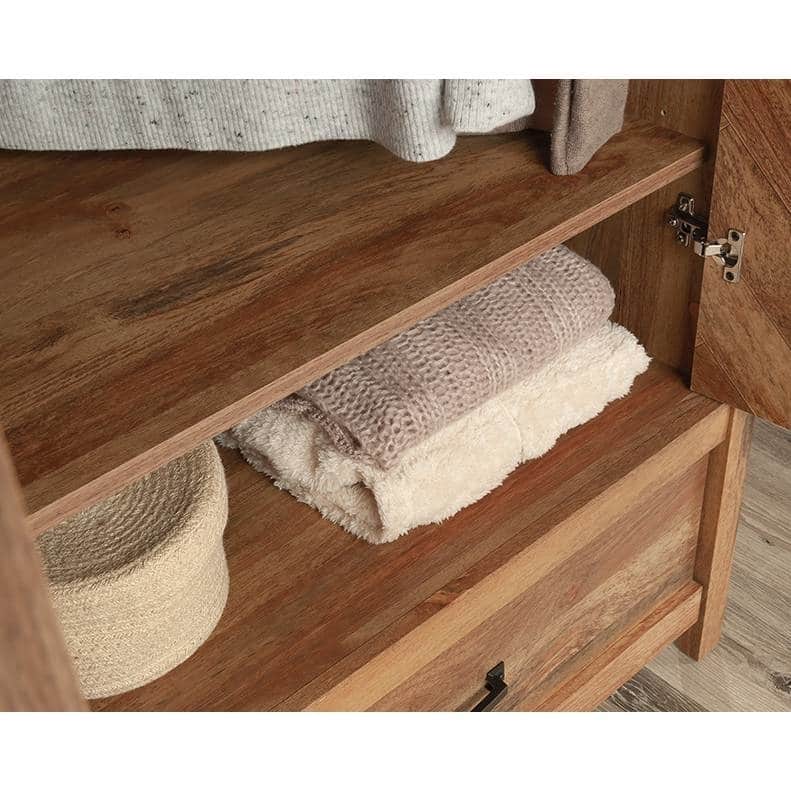 FarmHouse Rustic Herringbone 1 Drawer Garment Rod Wardrobe Armoire - 22.5 inches L x 32.3 inches W x 59.3 inches H