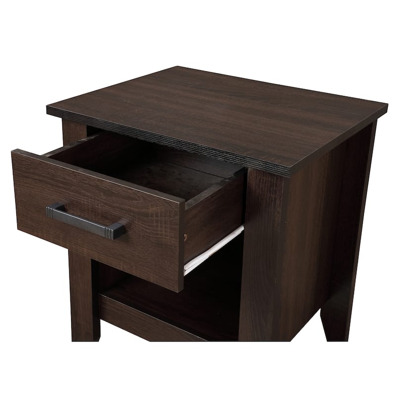 Wenge Nightstand 24x21x18 Modern Bedside Table with Rich Finish, Sleek Profile, Sturdy Build and Compact Storage Space