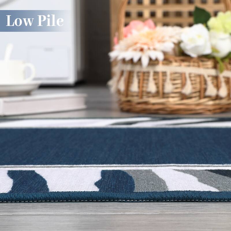 Modern Bordered Area Rugs for Living Room Bedroom Low Pile Non-Slip Rug Carpet