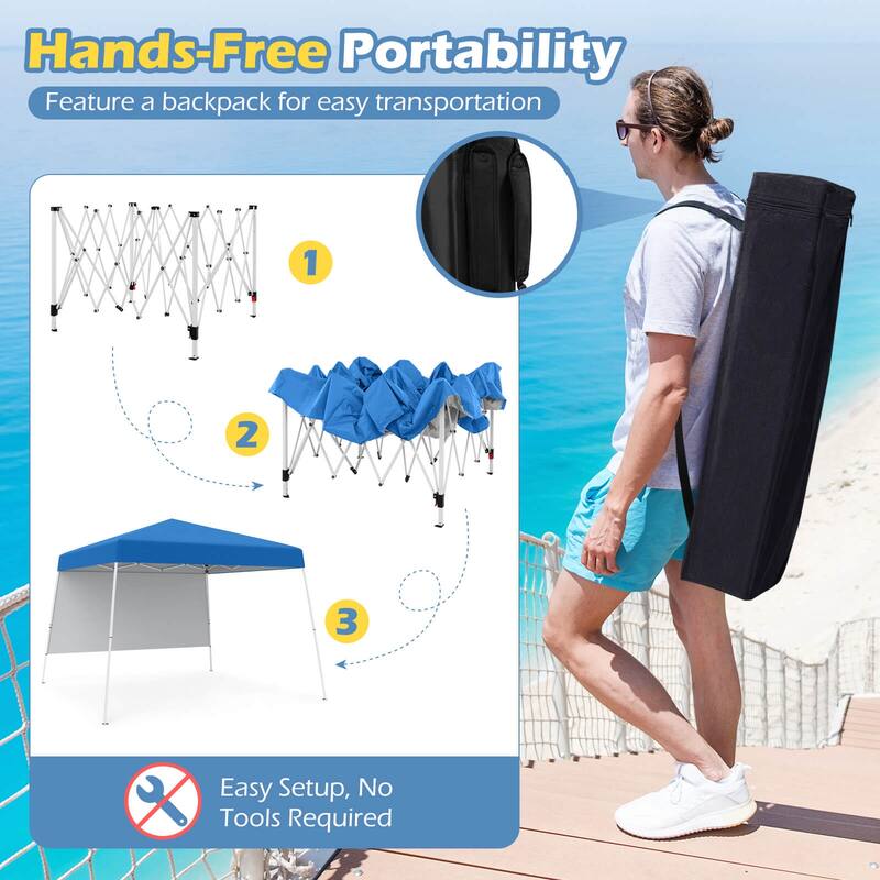 Costway 10 X 10FT Pop up Canopy Tent with 1 Sidewall, Portable - See Details