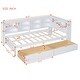 preview thumbnail 31 of 43, USB Ports on L-Shape Storage Headboard Bed Frame, Wooden DayBed Sofa Bed, Wooden Slat Platform Bed with 2 Drawers