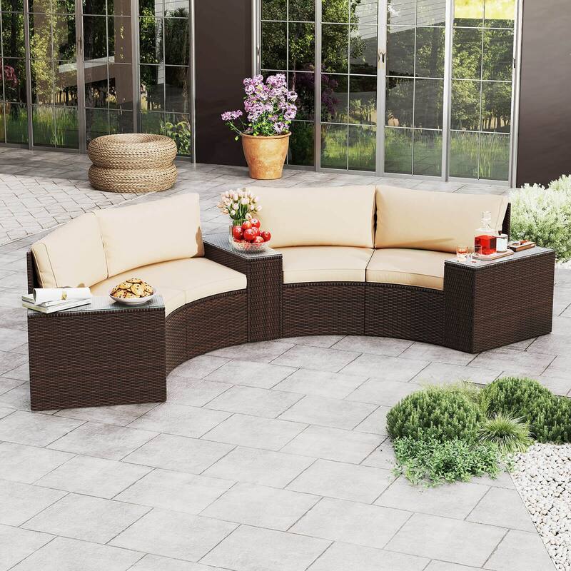 Costway 5 PCS Patio Furniture Set with Tempered Glass Top Side Tables - See Details
