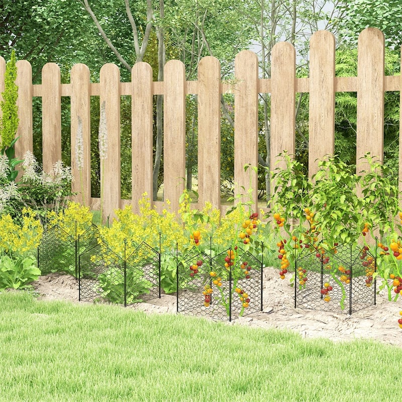4 Black Steel Wire Garden Crop Cages Fence Panel for Protect Vegetables from Wildlife - 11.75" W x 11.75" D x 13.75"