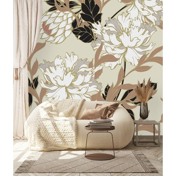 Beige Floral Wallpaper - Bed Bath & Beyond - 35647448