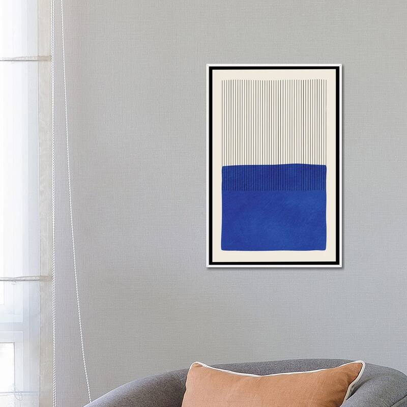 iCanvas "Blue Matisse Vertical Lines" by EmcDesignLab Framed Canvas Print