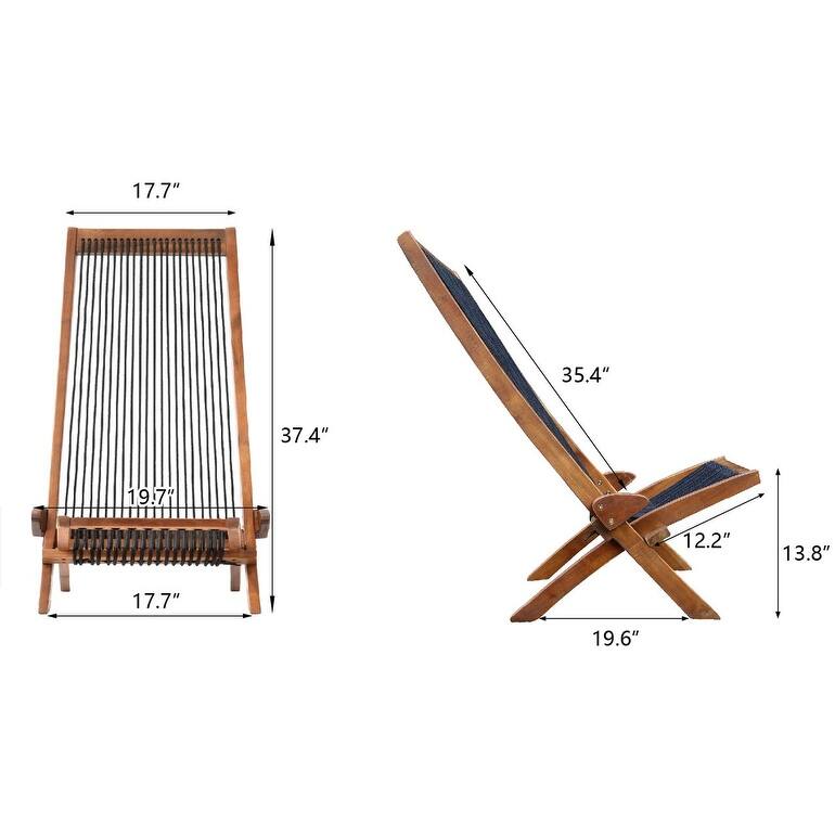 No Assembly Folding Roping Wood Chair - Stylish Indoor Outdoor Relaxing Chair