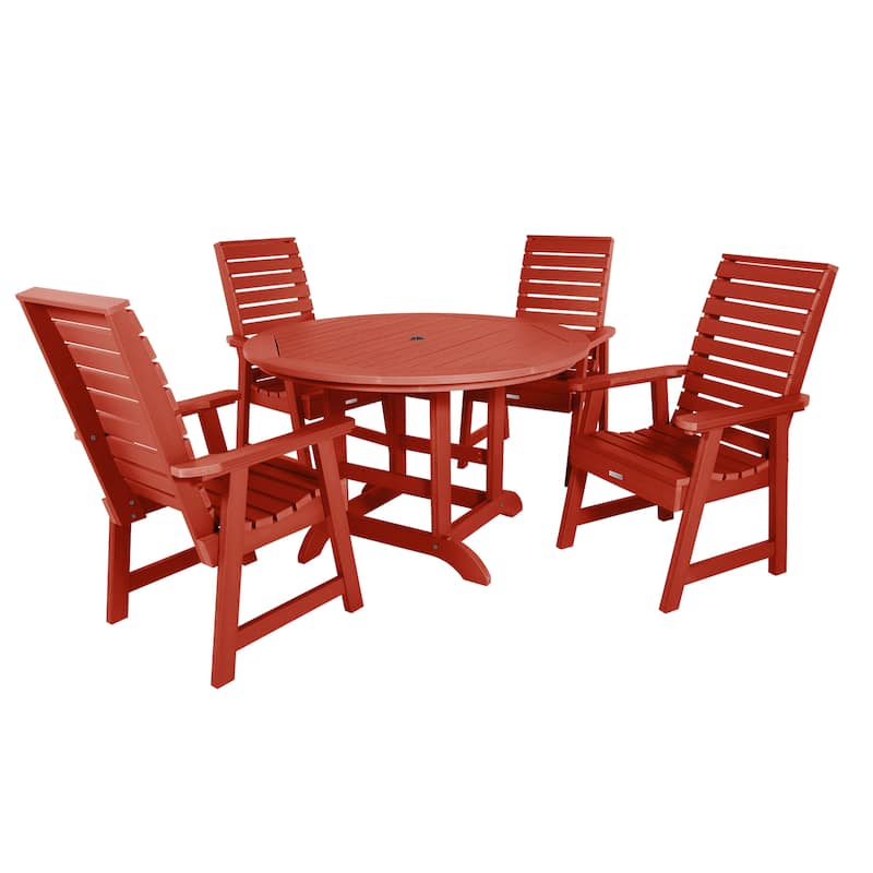 Weatherly 5-piece Outdoor Dining Set - 48" Round Table, Dining-height - Rustic Red