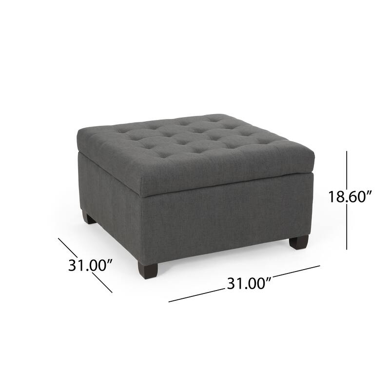 ISABELLA Upholstered Ottoman - Elegant Accent Furniture for Modern Homes - Dark Gray
