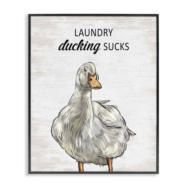 Stupell Sassy Laundry Duck Framed Giclee Art Design By Lettered and Lined - 11 x 14 - Black