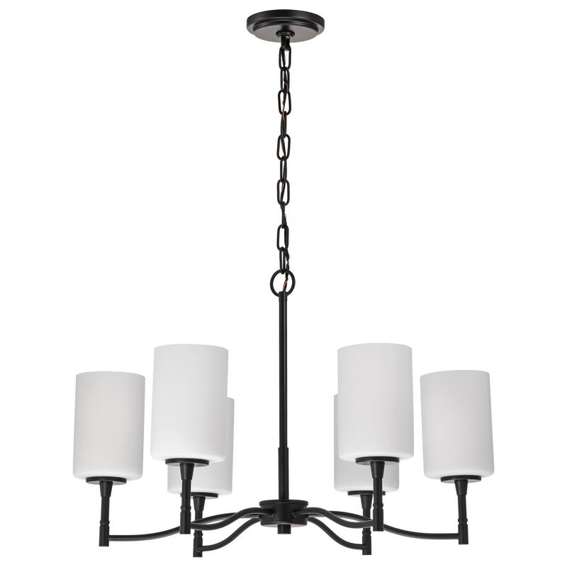 Liam 6 Light Chandelier Matte Black White Opal Glass - Matte Black